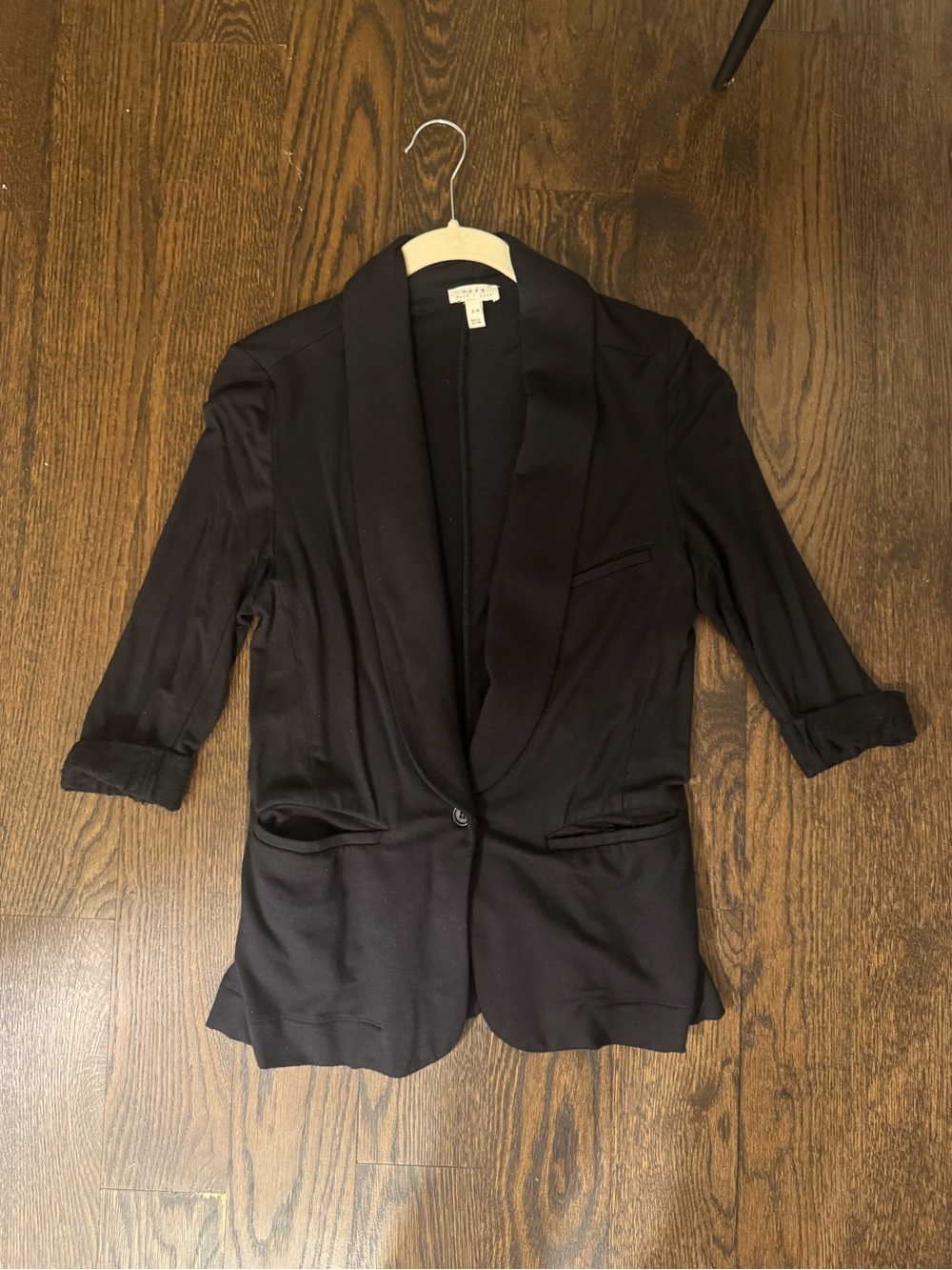 Soft Joie Black Draped Super Soft Casual 3/4 Sleeve Blazer